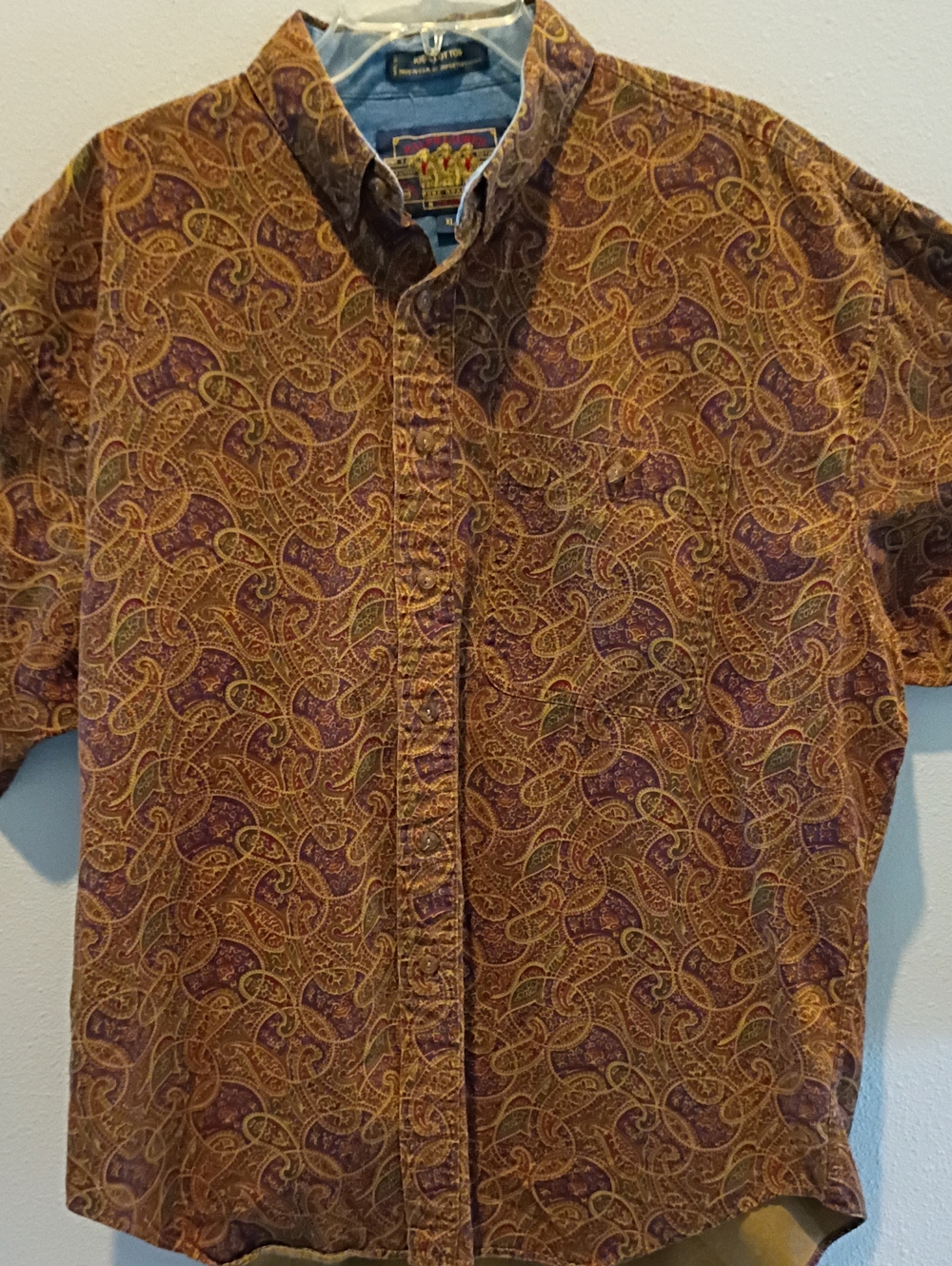 VTG Ralph Lauren -Chaps-1990s Boy Scout Label-Paisley Cotton Made USA Shirt-XL